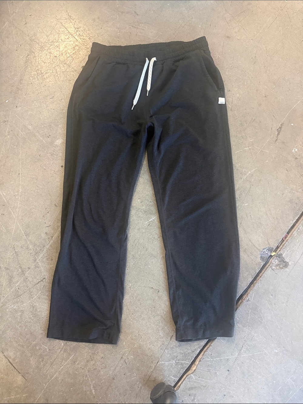 Vuori Black Joggers with Cream Logo Patch